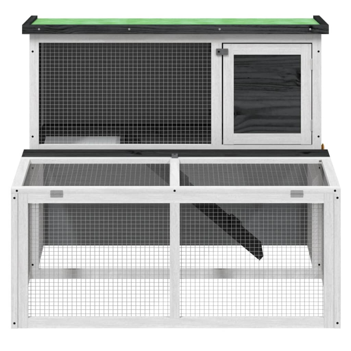 vidaXL Κλουβί Κουνελιών Γκρι 102 x 90 x 84,5 εκ. Μασίφ Ξύλο Πεύκου