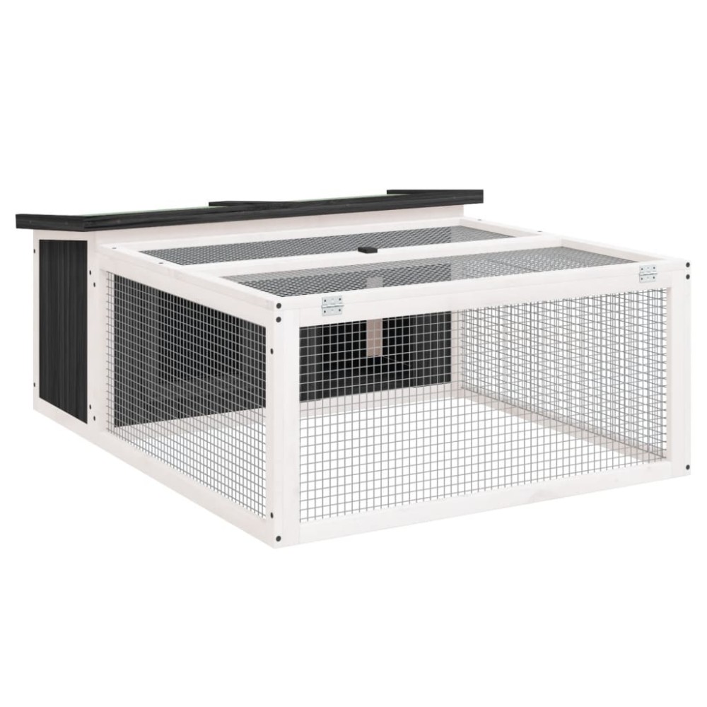 vidaXL Κλουβί Κουνελιών Γκρι 117,5 x 97 x 47,5 εκ. Μασίφ Ξύλο Πεύκου