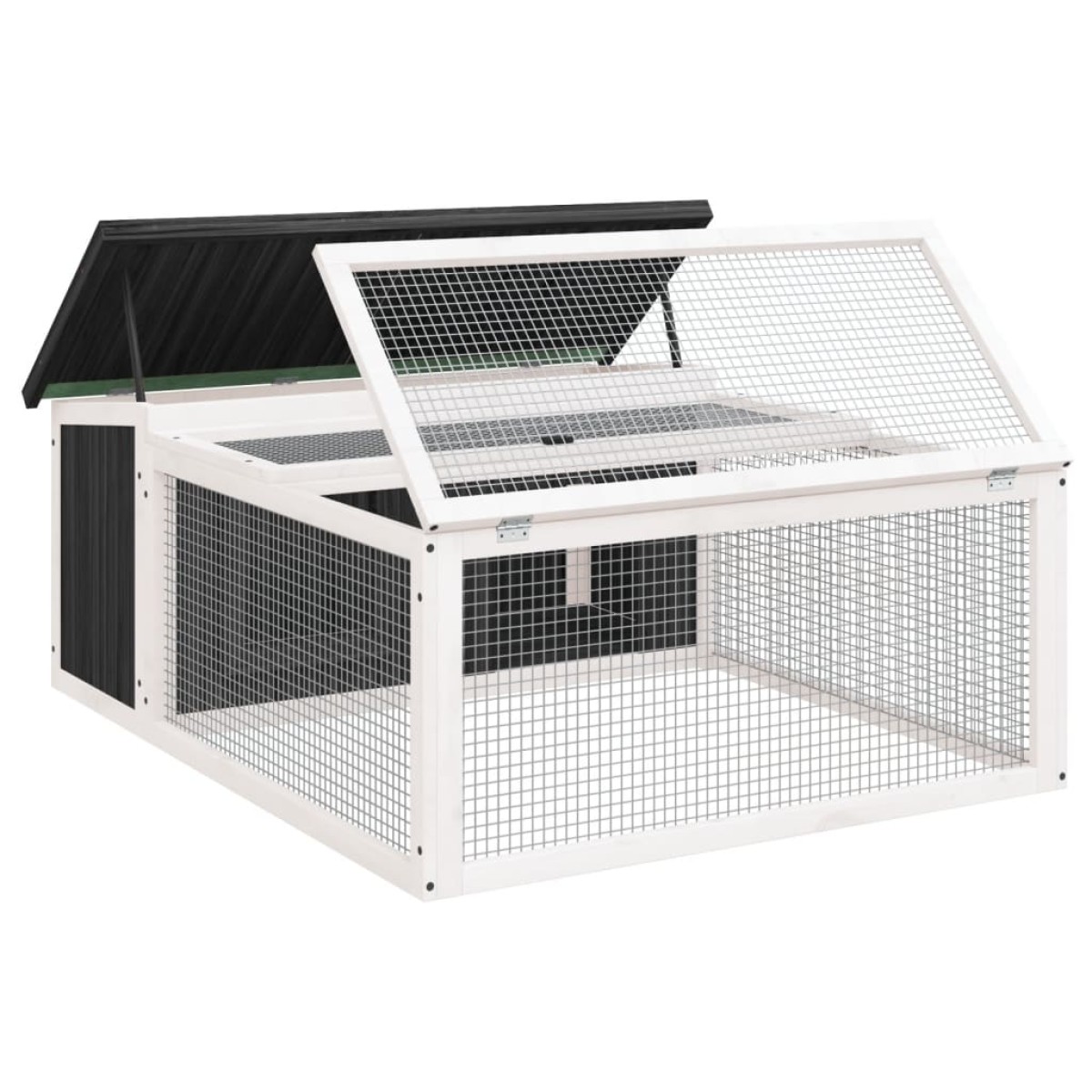 vidaXL Κλουβί Κουνελιών Γκρι 117,5 x 97 x 47,5 εκ. Μασίφ Ξύλο Πεύκου