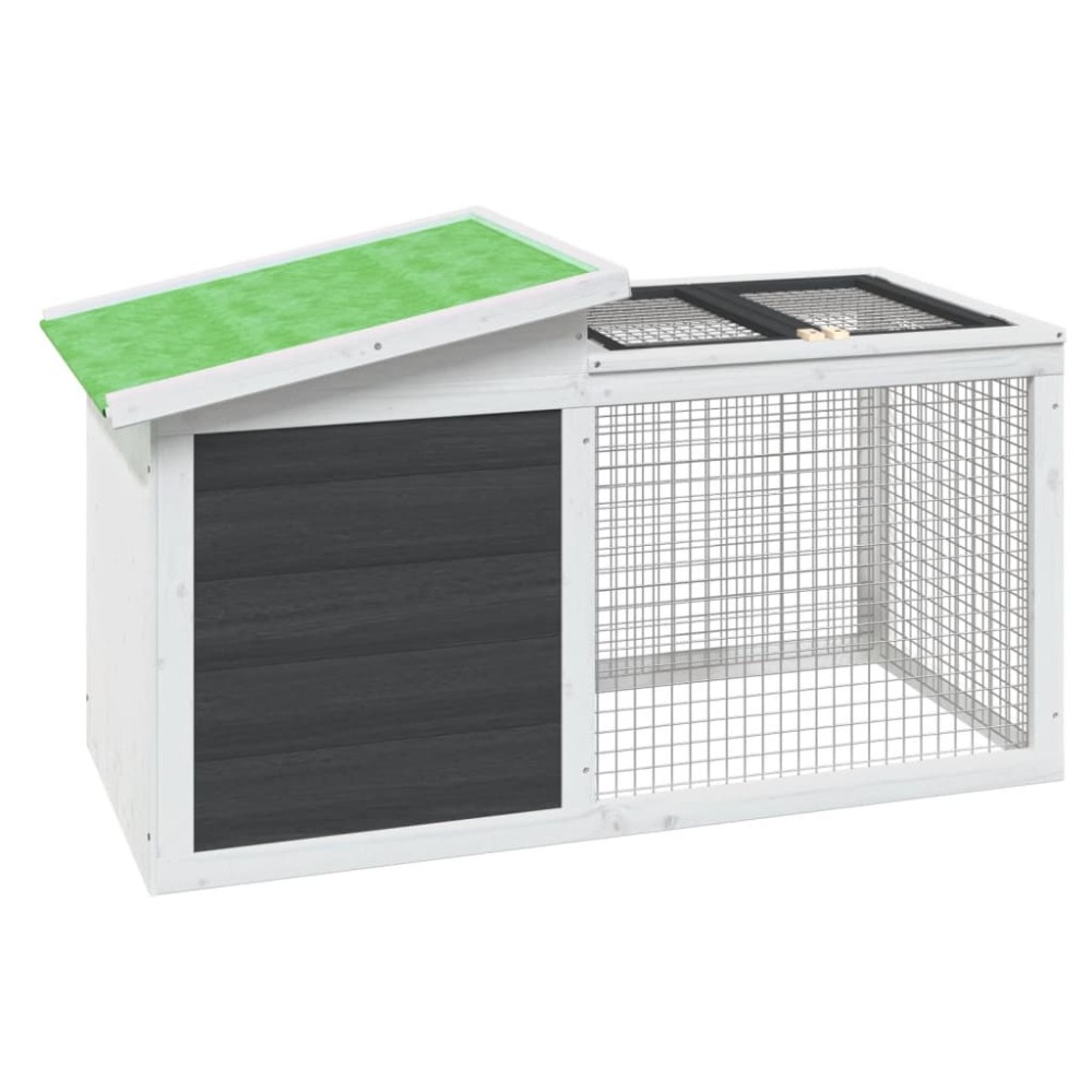 vidaXL Κλουβί Κουνελιών Γκρι 100,5 x 54 x 55 εκ. Μασίφ Ξύλο Πεύκου