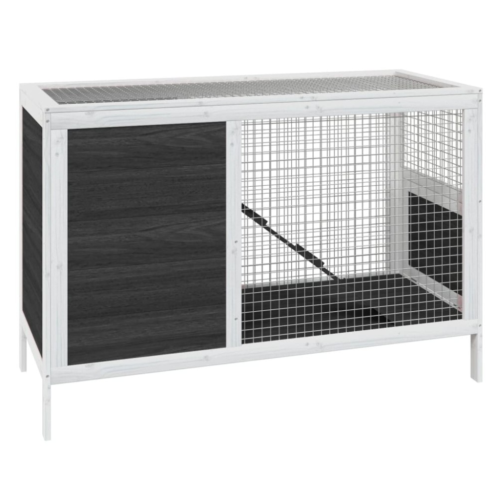 vidaXL Κλουβί Κουνελιών Γκρι 103 x 44 x 69,5 εκ. Μασίφ Ξύλο Πεύκου