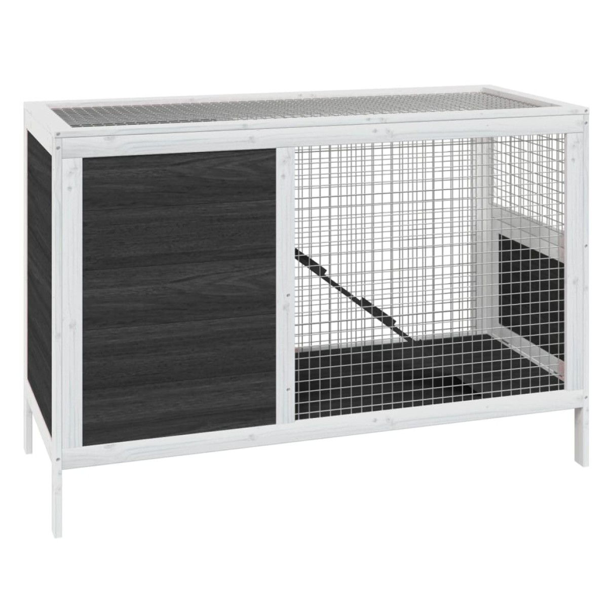 vidaXL Κλουβί Κουνελιών Γκρι 103 x 44 x 69,5 εκ. Μασίφ Ξύλο Πεύκου