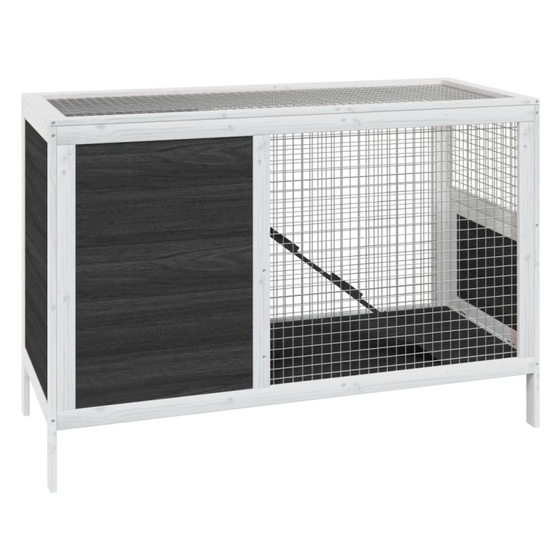 vidaXL Κλουβί Κουνελιών Γκρι 103 x 44 x 69,5 εκ. Μασίφ Ξύλο Πεύκου