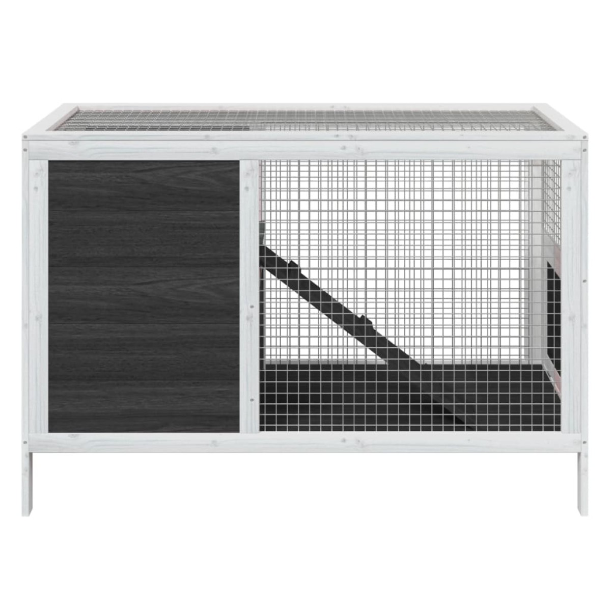 vidaXL Κλουβί Κουνελιών Γκρι 103 x 44 x 69,5 εκ. Μασίφ Ξύλο Πεύκου