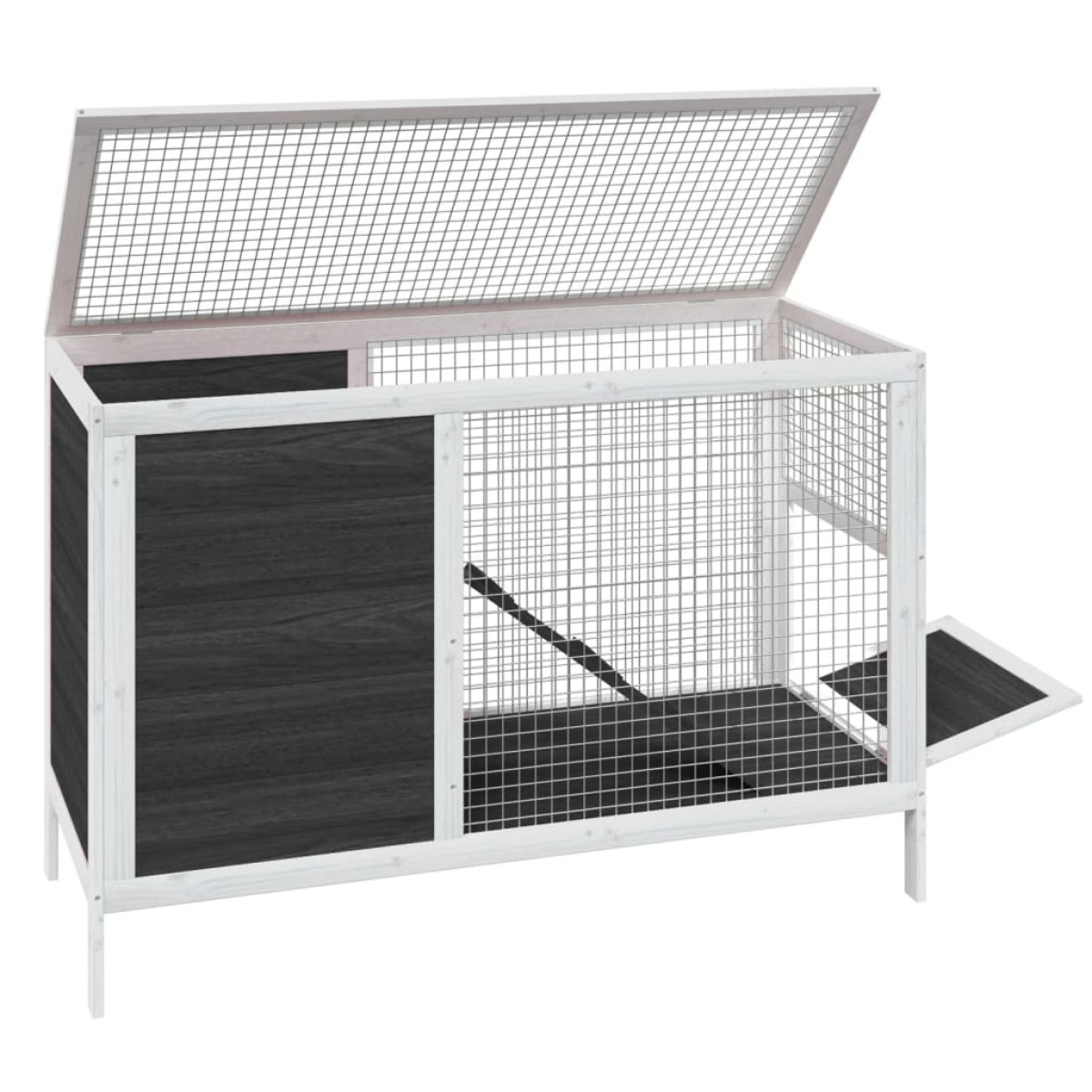 vidaXL Κλουβί Κουνελιών Γκρι 103 x 44 x 69,5 εκ. Μασίφ Ξύλο Πεύκου