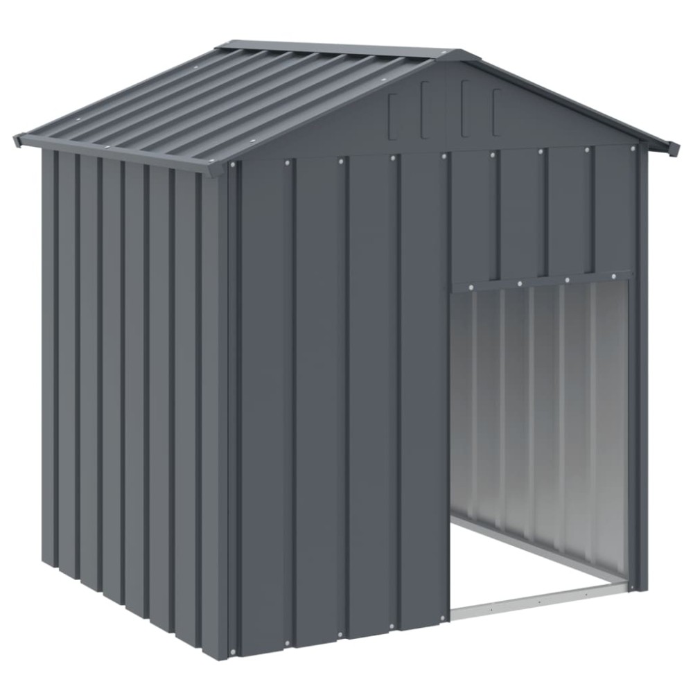 vidaXL Σπιτάκι Σκύλου με Οροφή Ανθρακί 117x103x123 εκ. Γαλβαν. Χάλυβας