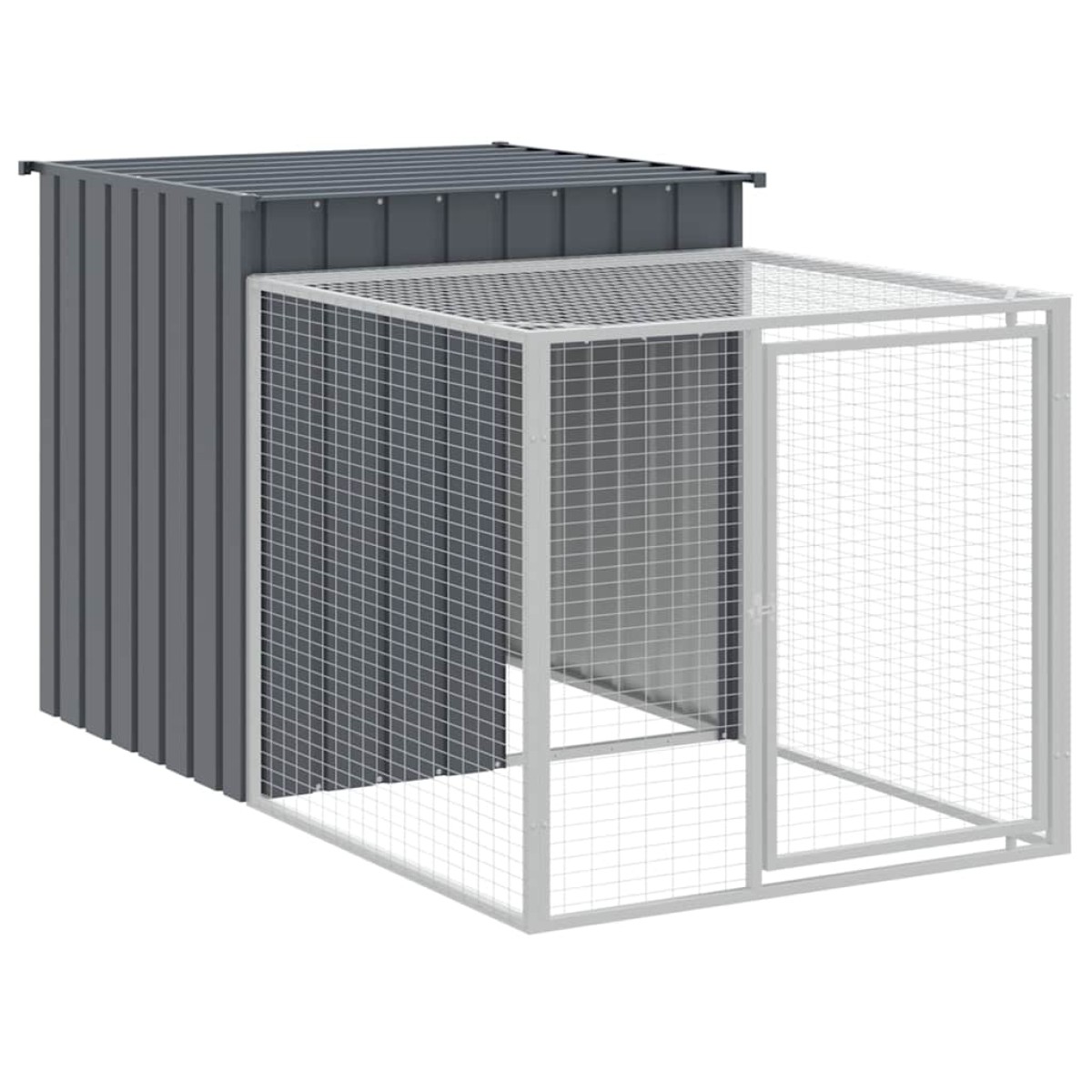 vidaXL Κλουβί για Κότες με Αυλή Ανθρακί 110x201x110 εκ Γαλβαν. Χάλυβας