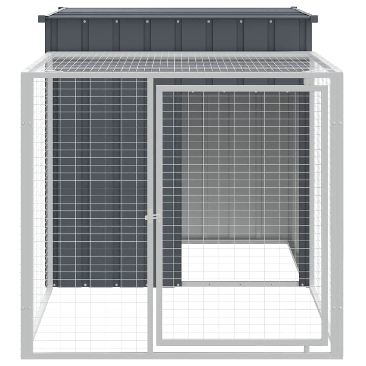 vidaXL Κλουβί για Κότες με Αυλή Ανθρακί 110x201x110 εκ Γαλβαν. Χάλυβας