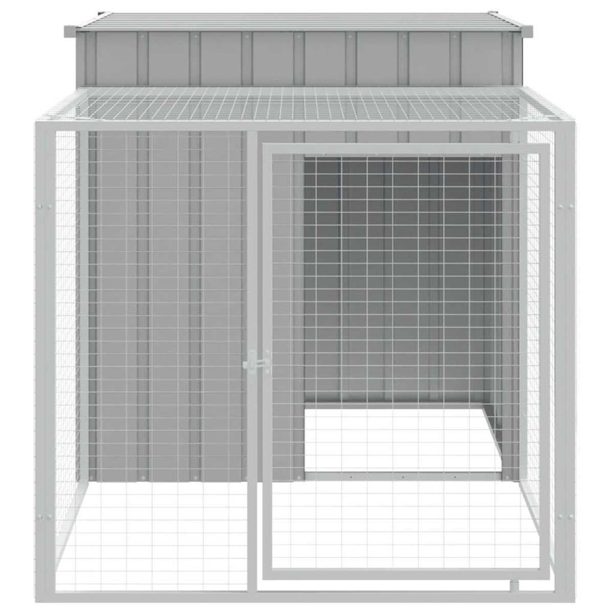 vidaXL Κλουβί για Κότες με Αυλή Αν. Γκρι 110x201x110εκ Γαλβαν. Χάλυβας