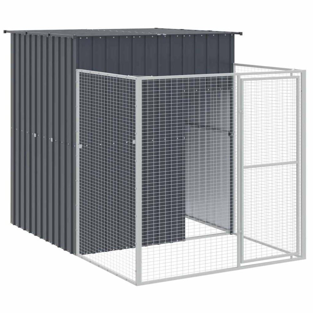 vidaXL Σπιτάκι Σκύλου με Αυλή Ανθρακί 165x251x181 εκ. Γαλβαν. Χάλυβας