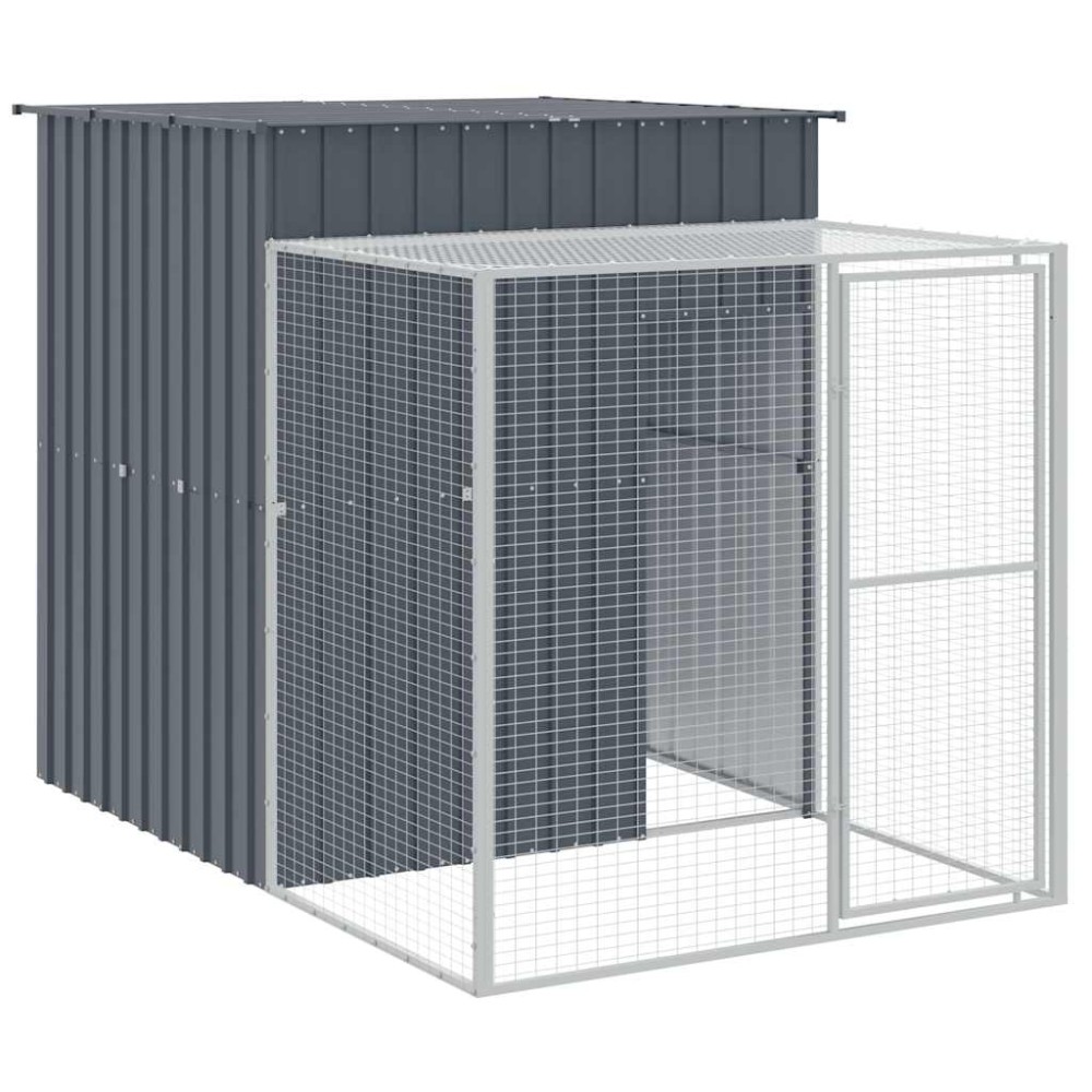 vidaXL Κλουβί για Κότες με Αυλή Ανθρακί 165x251x181 εκ Γαλβαν. Χάλυβας