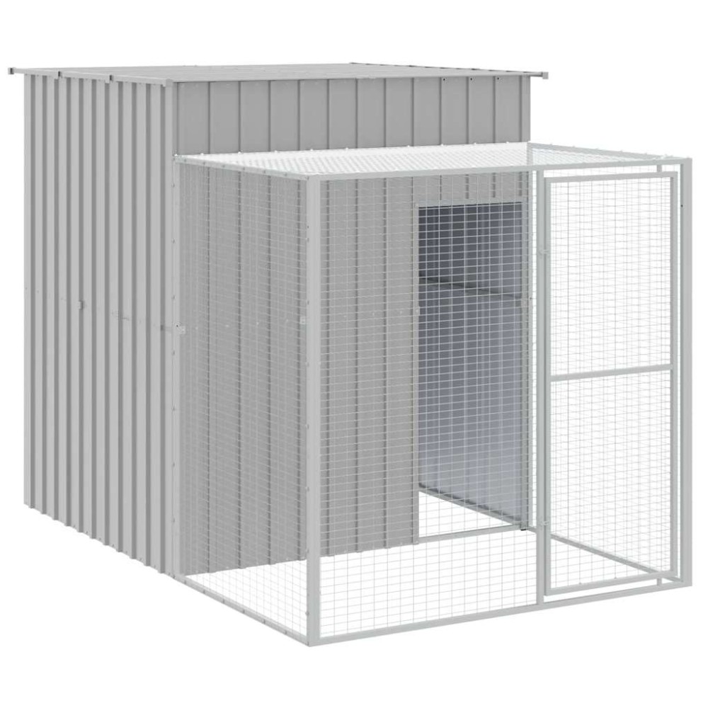 vidaXL Κλουβί για Κότες με Αυλή Αν. Γκρι 165x251x181εκ Γαλβαν. Χάλυβας