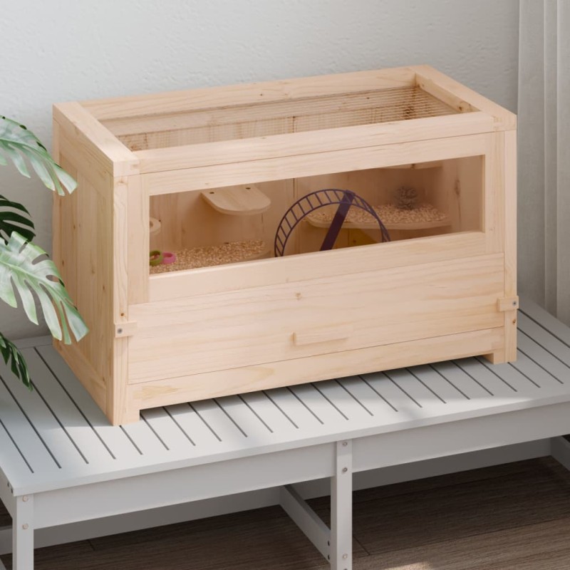 vidaXL Κλουβί Χάμστερ 60 x 30 x 35 εκ. από Μασίφ Ξύλο Ελάτης