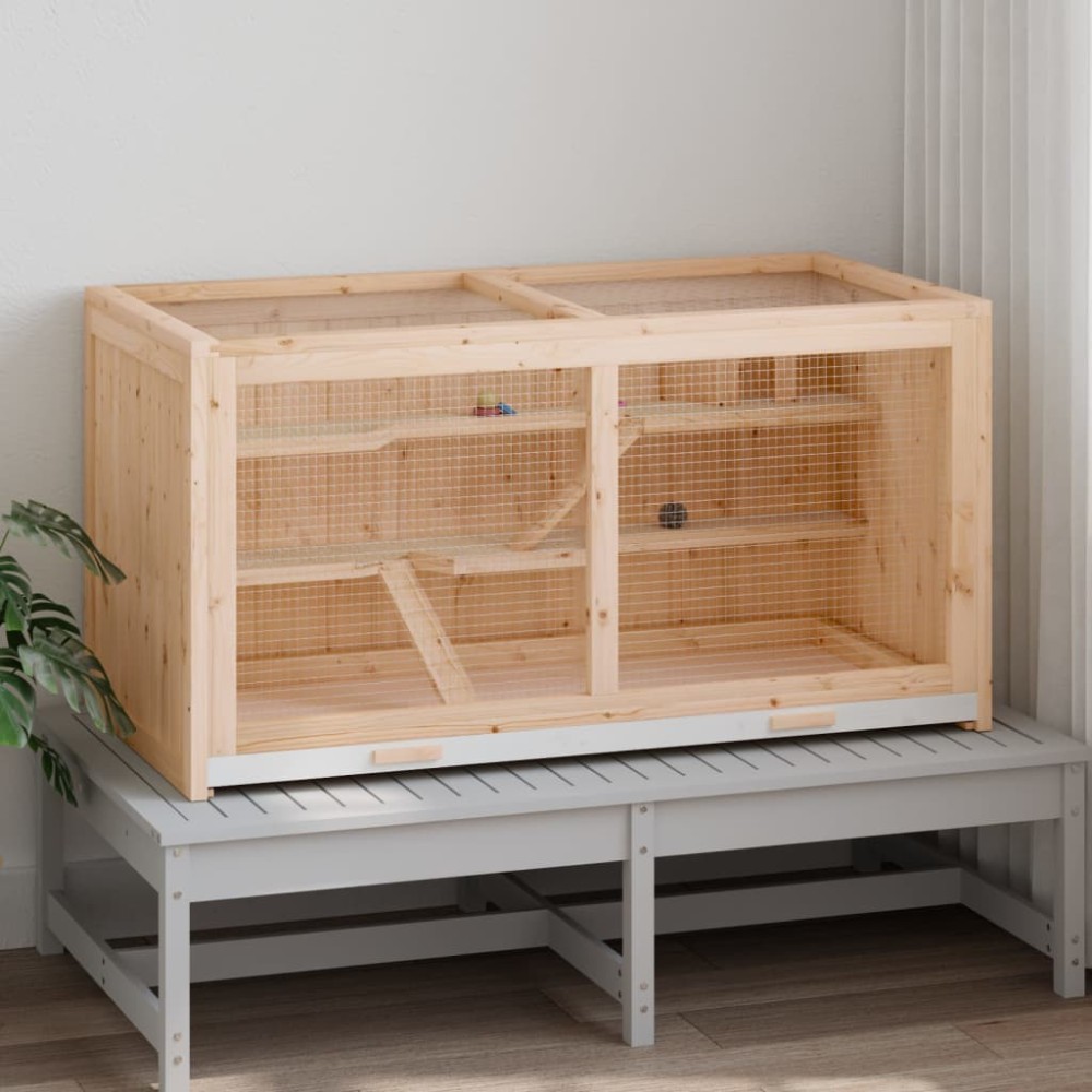 vidaXL Κλουβί για Χάμστερ 104 x 52 x 54 εκ. από Μασίφ Ξύλο Έλατου