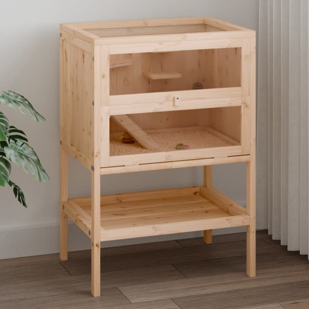 vidaXL Κλουβί για Χάμστερ 55x40x80 εκ. από Μασίφ Ξύλο Έλατου