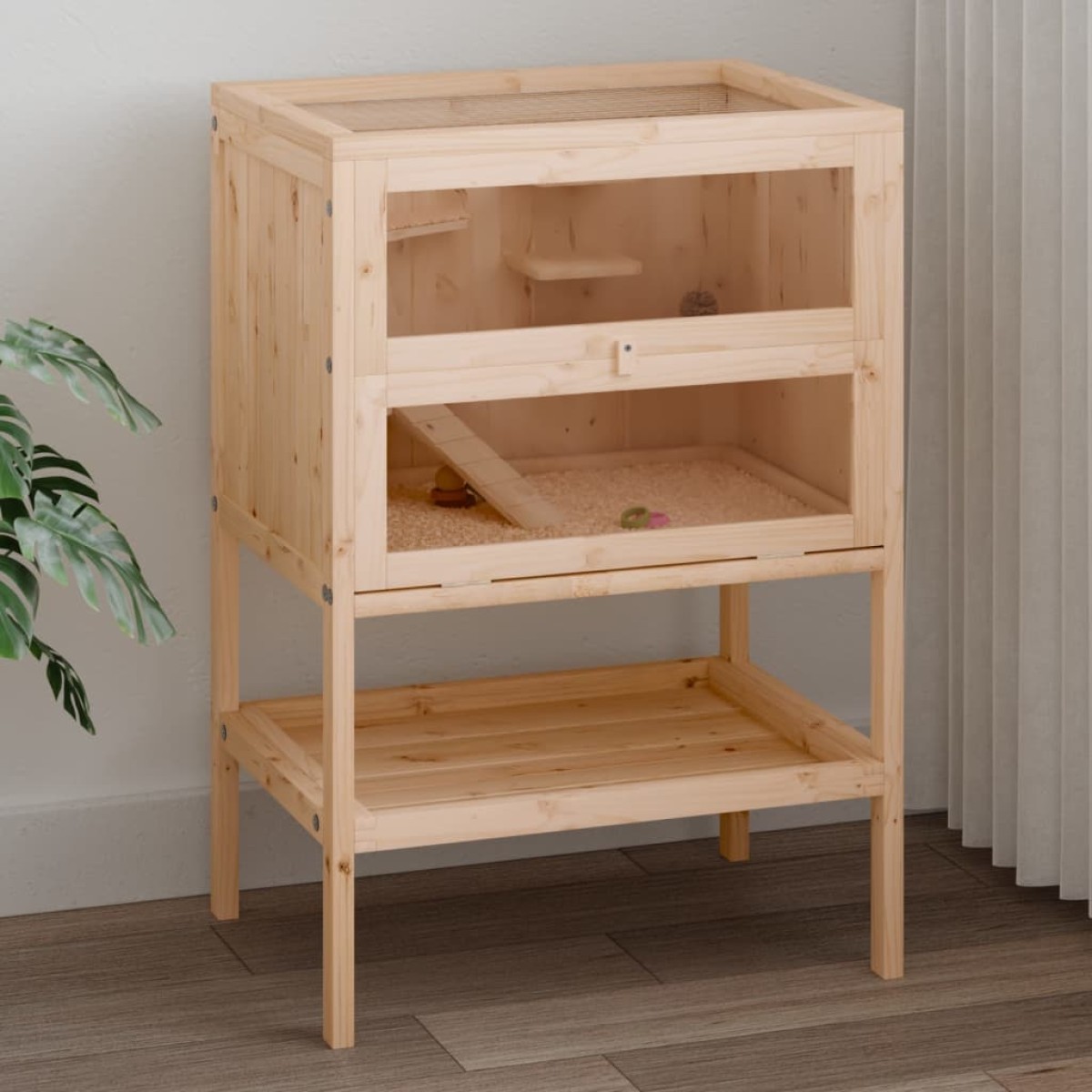 vidaXL Κλουβί Χάμστερ 55 x 40 x 80 εκ. από Μασίφ Ξύλο Ελάτης