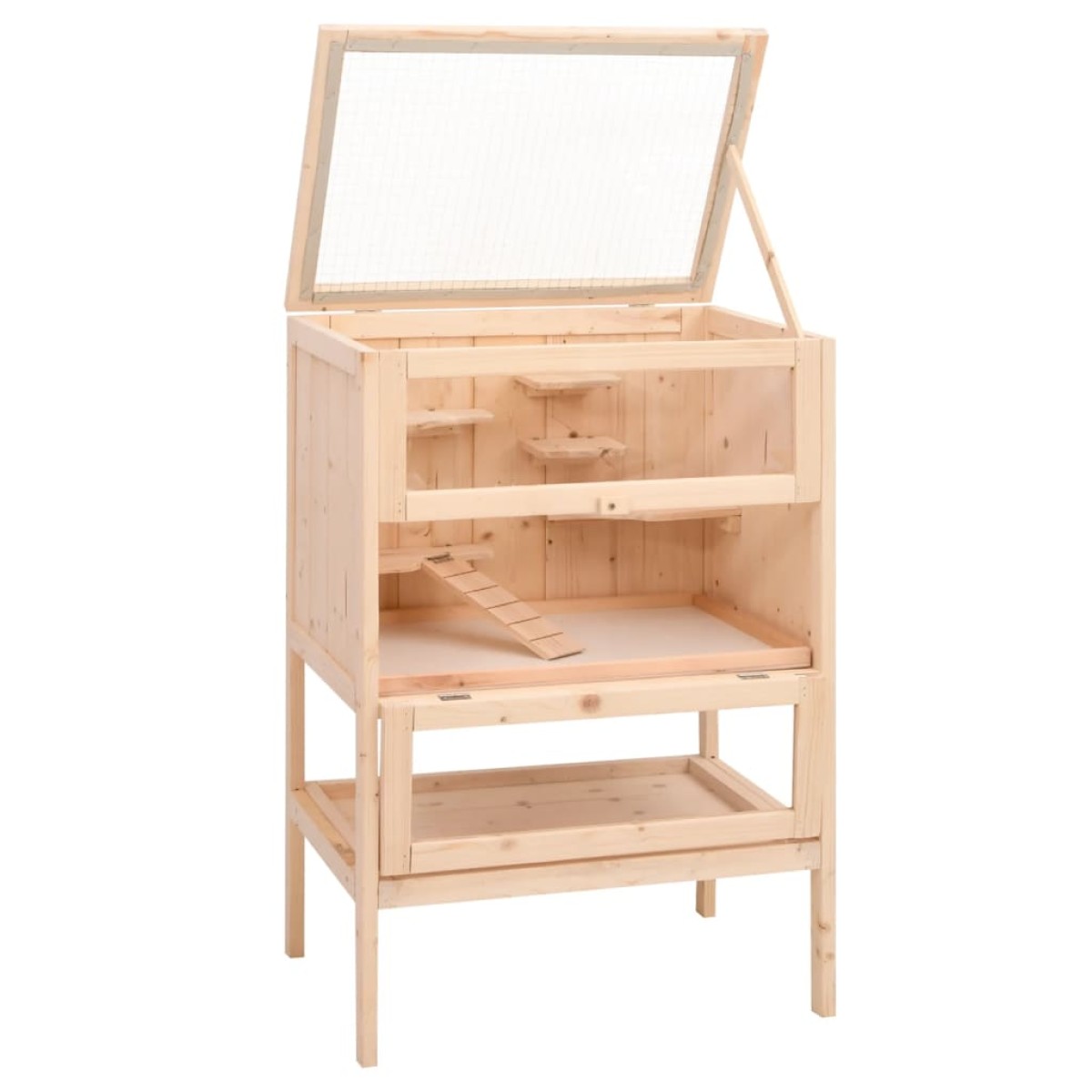 vidaXL Κλουβί Χάμστερ 55 x 40 x 80 εκ. από Μασίφ Ξύλο Ελάτης