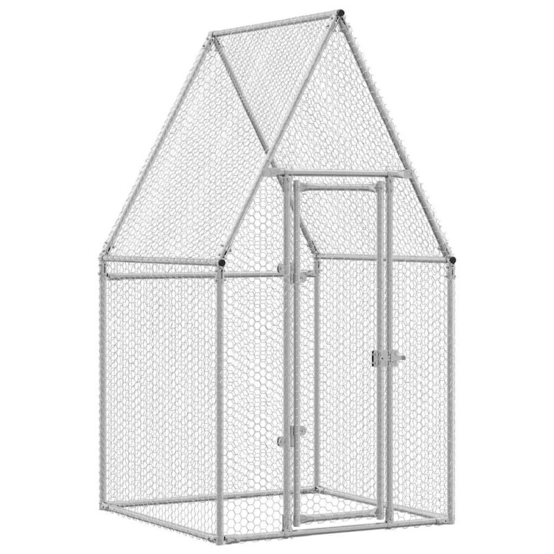 vidaXL Κοτέτσι - Κλουβί Ασημί 100x100x190 εκ. από Γαλβανισμένο Χάλυβα