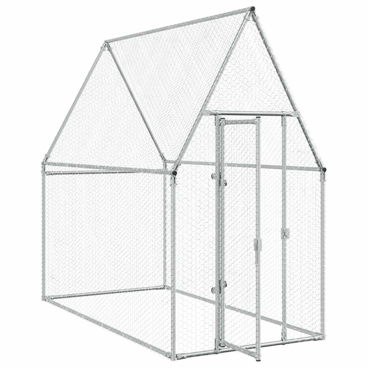 vidaXL Κοτέτσι - Κλουβί Ασημί 200x100x190 εκ. από Γαλβανισμένο Χάλυβα