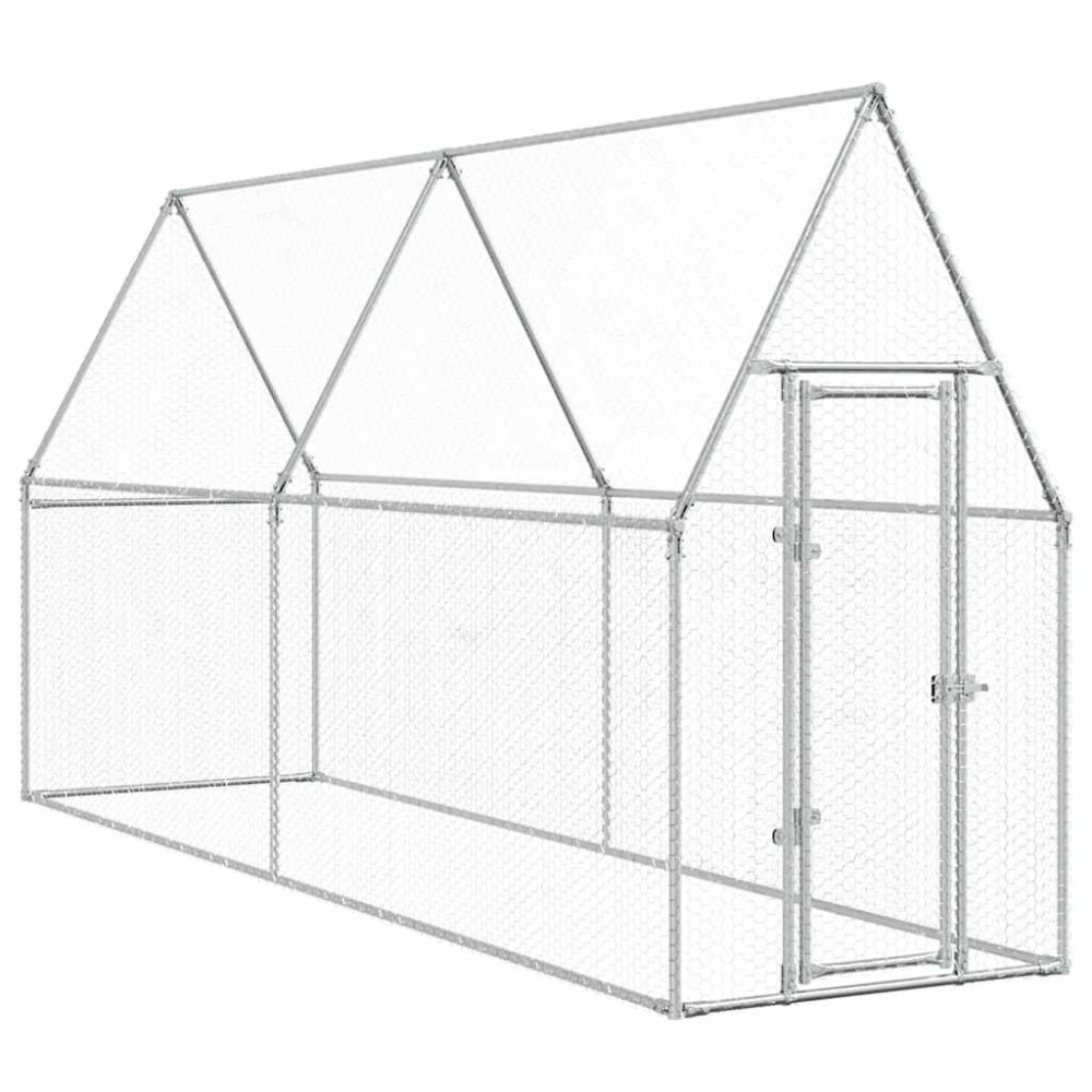 vidaXL Κοτέτσι - Κλουβί Ασημί 400x100x190 εκ. από Γαλβανισμένο Χάλυβα