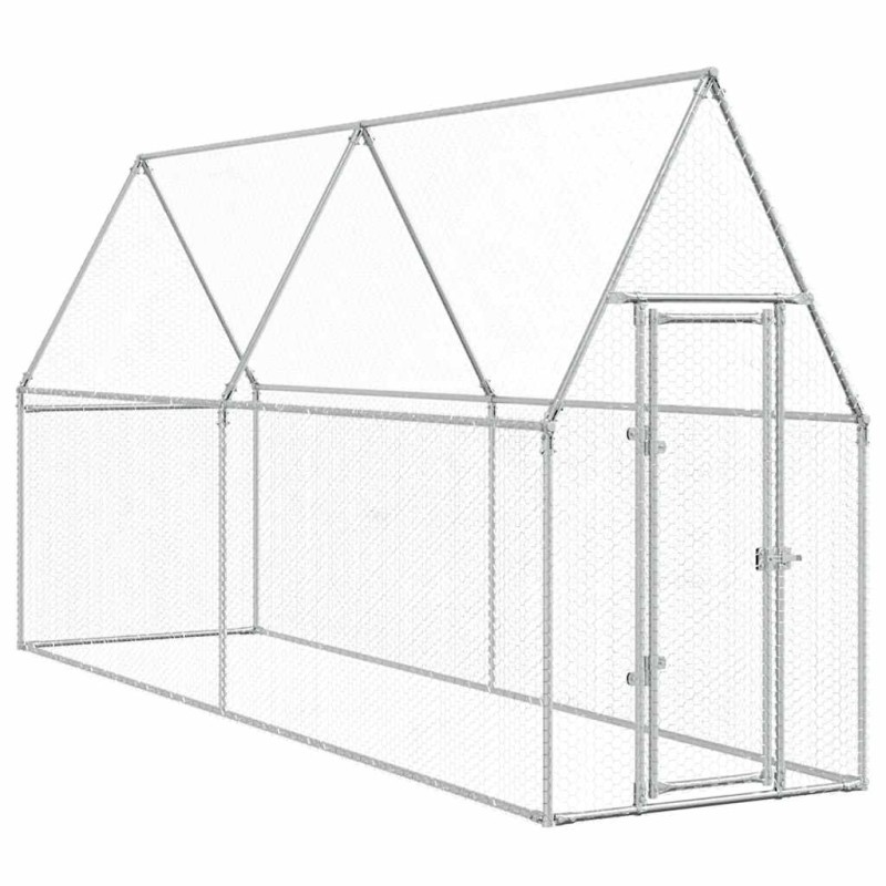 vidaXL Κοτέτσι - Κλουβί Ασημί 400x100x190 εκ. από Γαλβανισμένο Χάλυβα