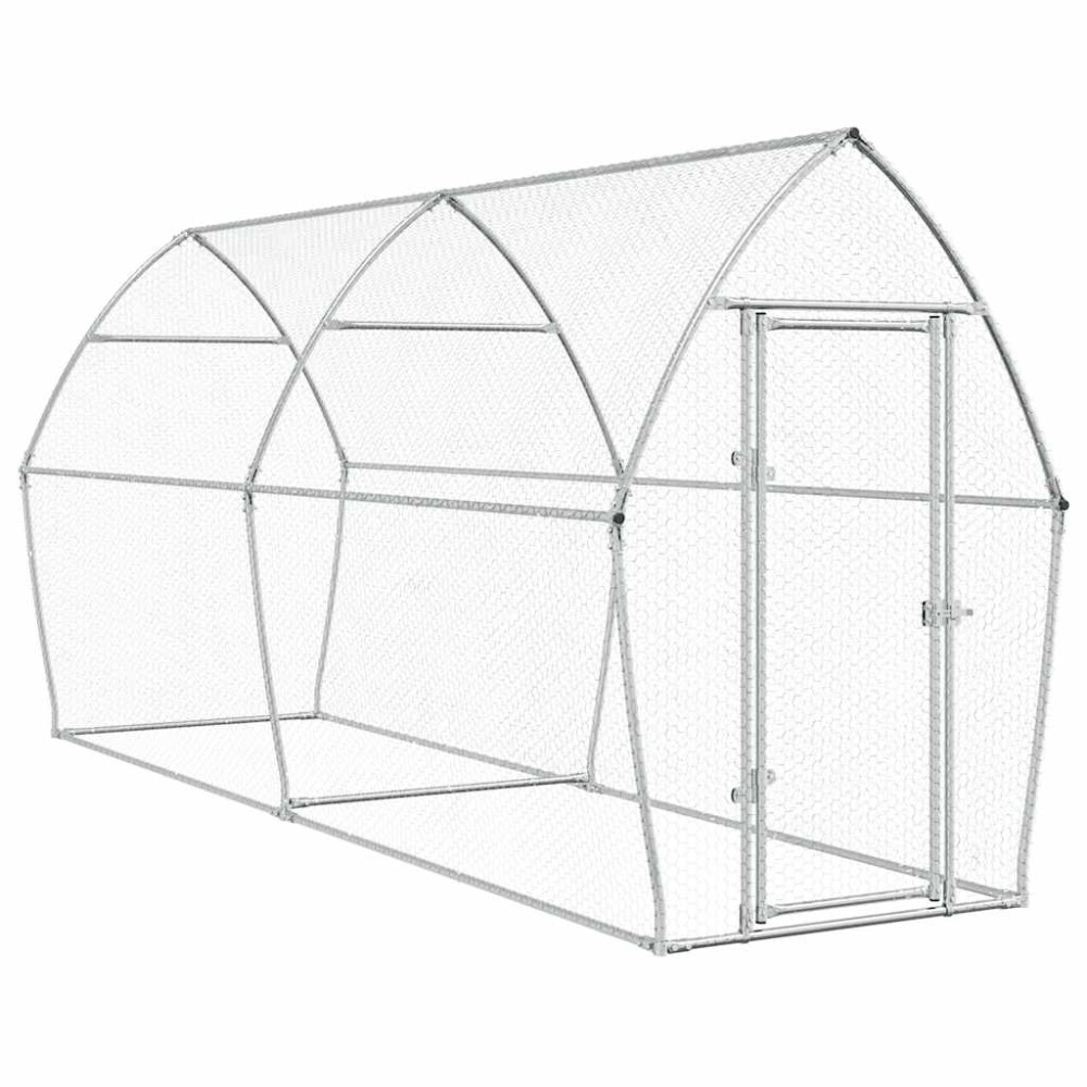 vidaXL Κοτέτσι - Κλουβί Ασημί 400x105x182 εκ. από Γαλβανισμένο Χάλυβα