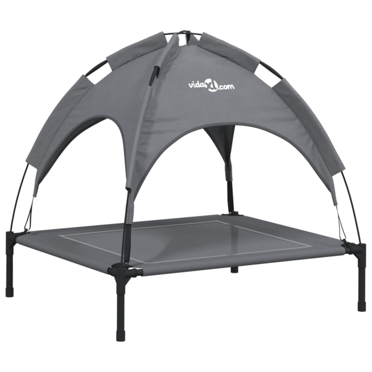 vidaXL Κρεβάτι Σκύλου με Σκίαστρο Ανθρακί Ύφασμα Oxford και Ατσάλι