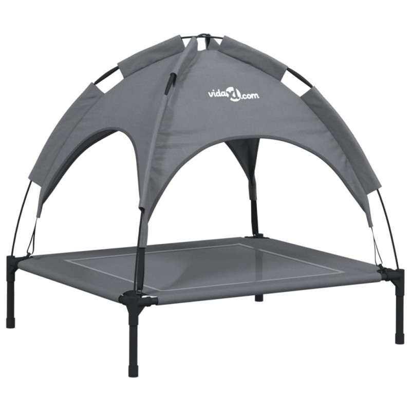 vidaXL Κρεβάτι Σκύλου με Σκίαστρο Ανθρακί Ύφασμα Oxford και Ατσάλι