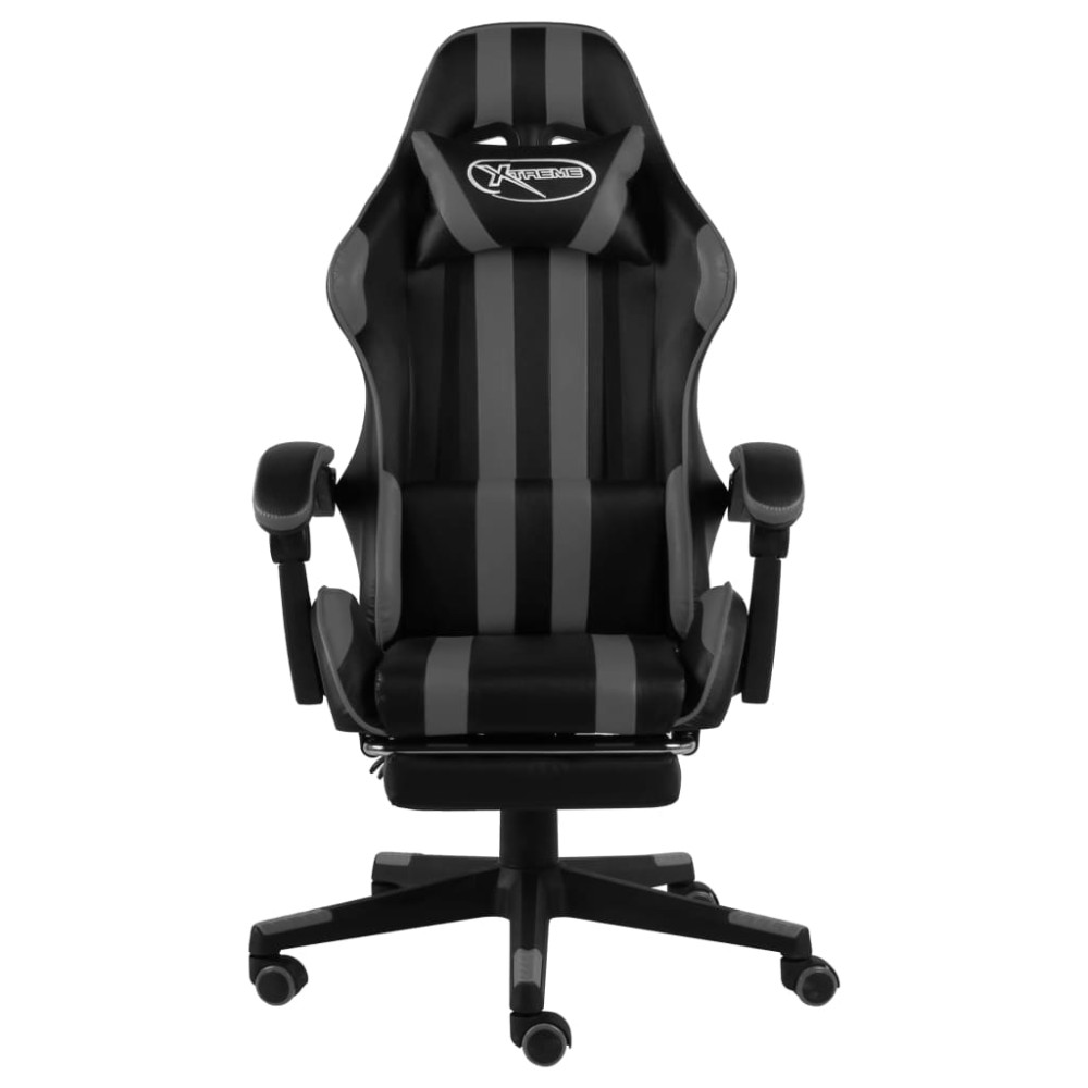vidaXL Καρέκλα Racing με Υποπόδιο Μαύρο / Γκρι από Συνθετικό Δέρμα