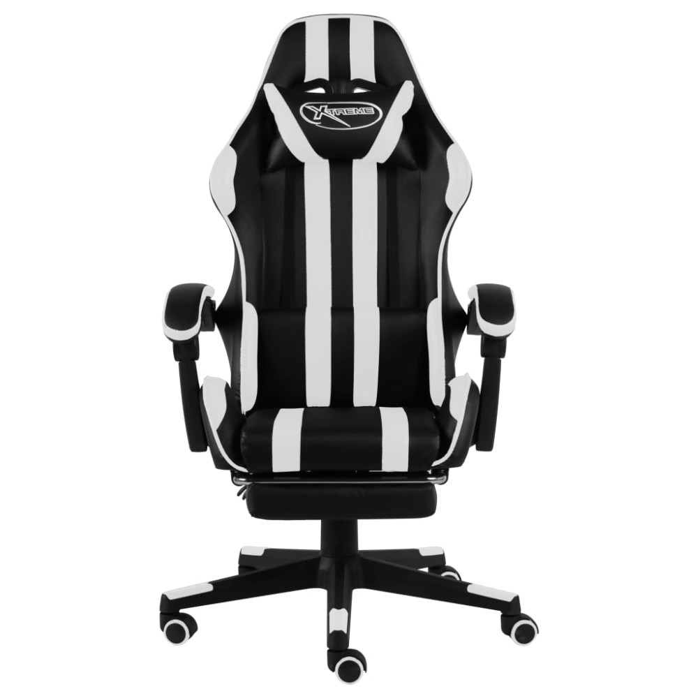 vidaXL Καρέκλα Racing με Υποπόδιο Μαύρο/Λευκό από Συνθετικό Δέρμα