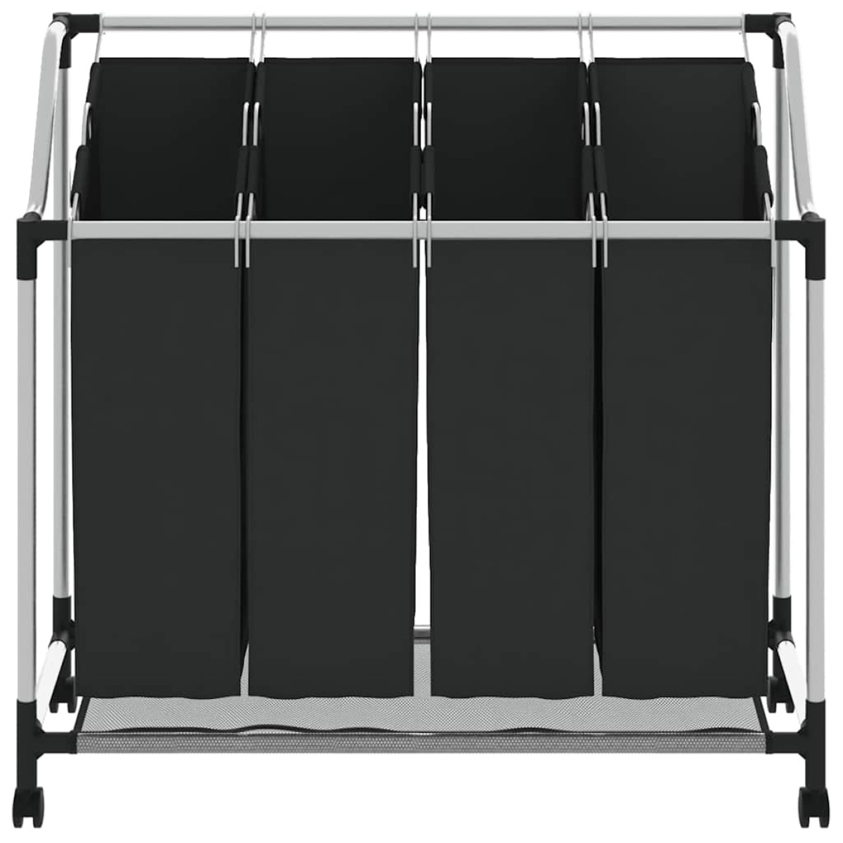 Καλάθι για άπλυτα με 4 σάκους μαύρο γκρι