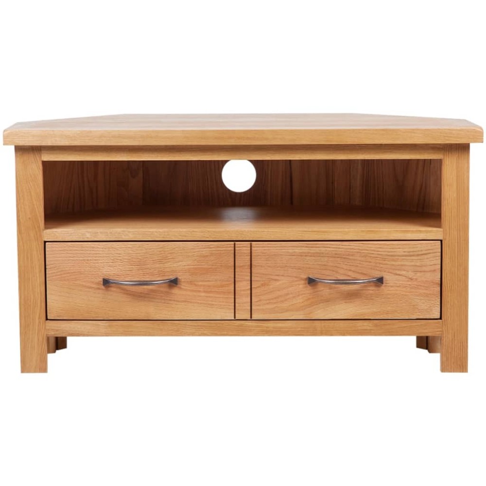 vidaXL Έπιπλο Τηλεόρασης με Συρτάρι 88 x 42 x 46 εκ. Μασίφ Ξύλο Δρυός