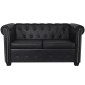 vidaXL Καναπές Διθέσιος Chesterfield Μαύρος από Συνθετικό Δέρμα