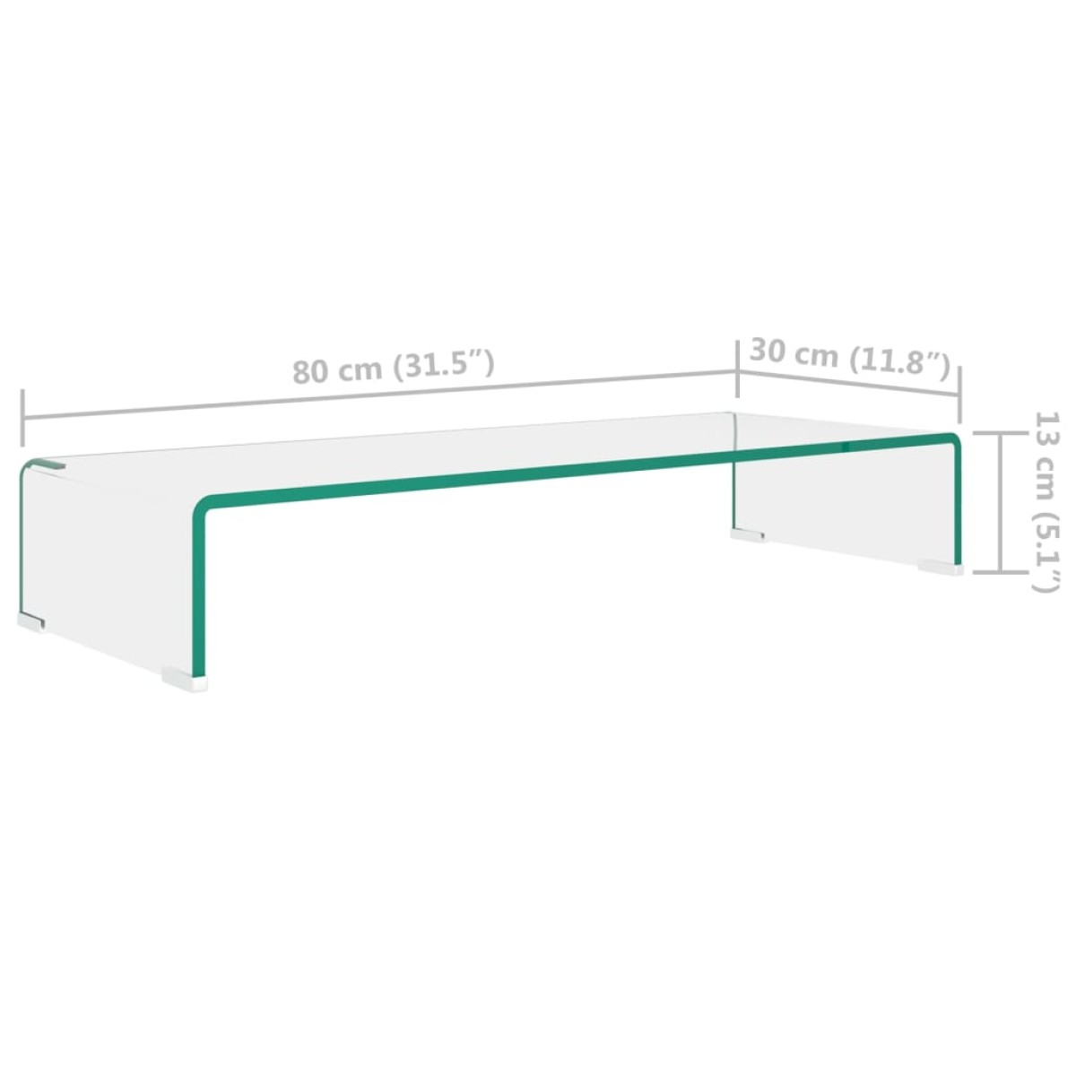 vidaXL Βάση Τηλεόρασης/Οθόνης Διάφανη 80 x 30 x 13 εκ. Γυάλινη