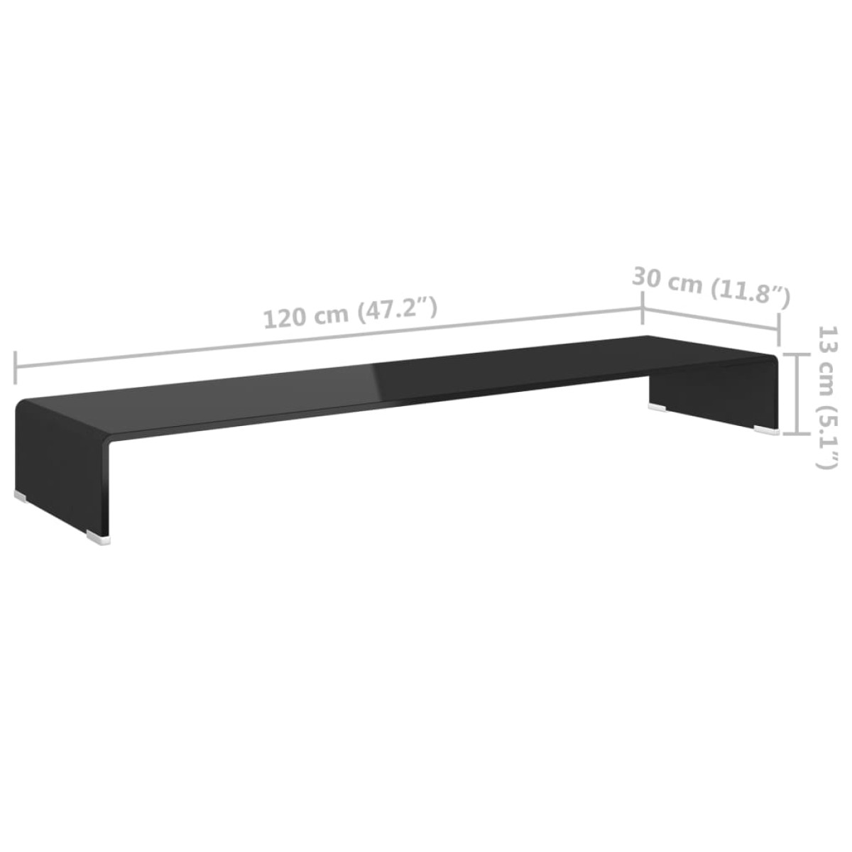 vidaXL Βάση Τηλεόρασης/Οθόνης Μαύρη 120 x 30 x 13 εκ. Γυάλινη