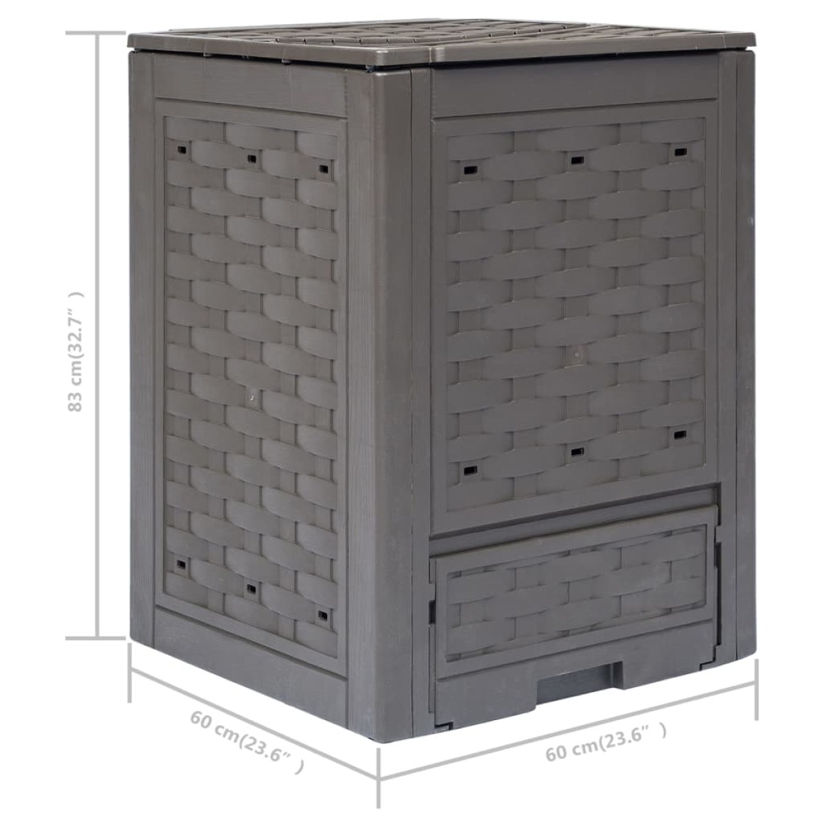 vidaXL Κομποστοποιητές 2 τεμ. Καφέ 60x60x83 εκ. 600 L Πλαστικό Ρατάν