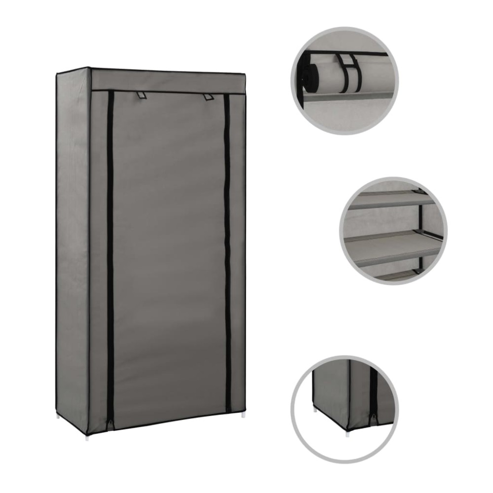 vidaXL Παπουτσοθήκη με Κάλυμμα Γκρι 58x28x106 εκ. Ύφασμα