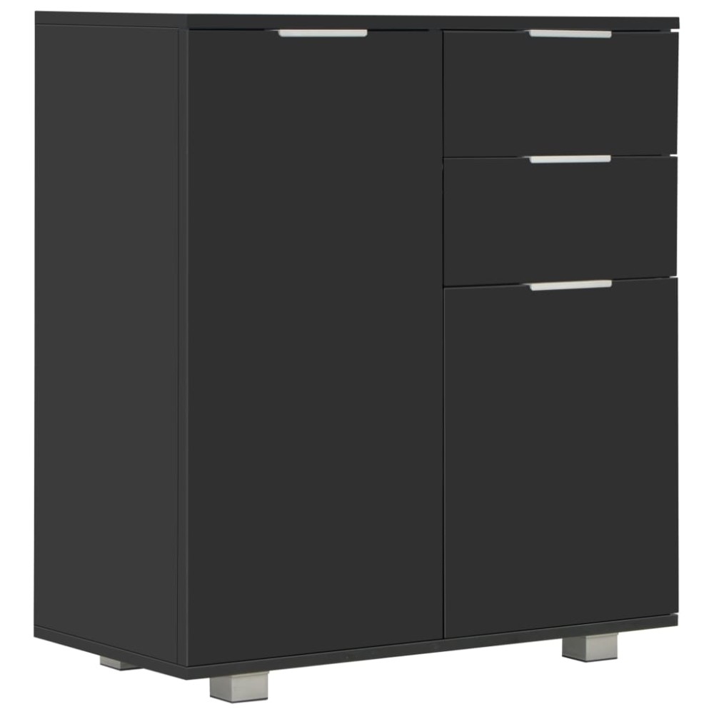 vidaXL Μπουφές Ψηλός Γυαλιστερός Μαύρος 71x35x80εκ. Επεξεργασμένο Ξύλο