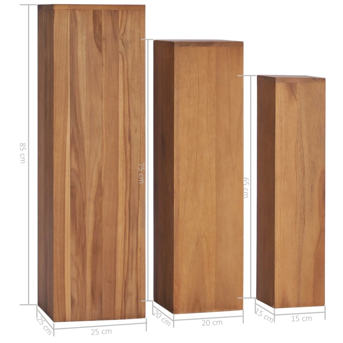 vidaXL Σετ Ανθοστήλες 3 Τεμαχίων από Μασίφ Ξύλο Teak