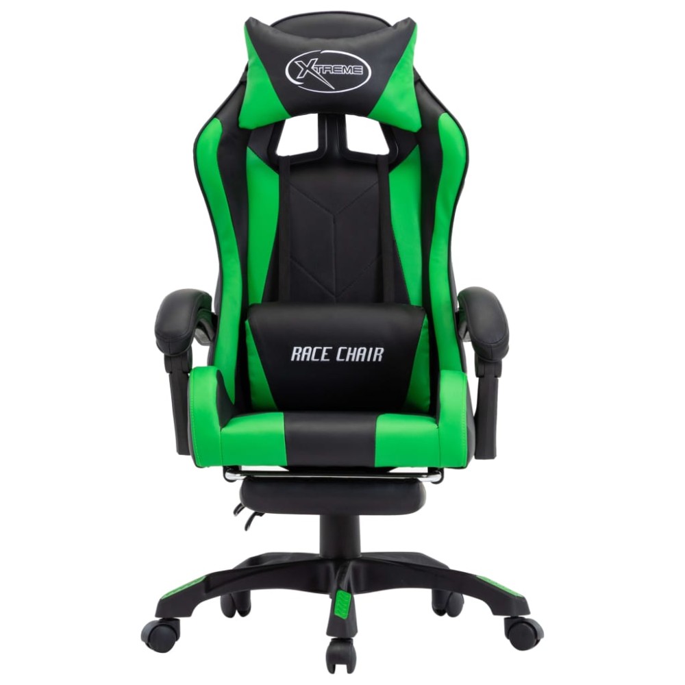 vidaXL Καρέκλα Racing με Υποπόδιο Πράσινη/Μαύρη από Συνθετικό Δέρμα
