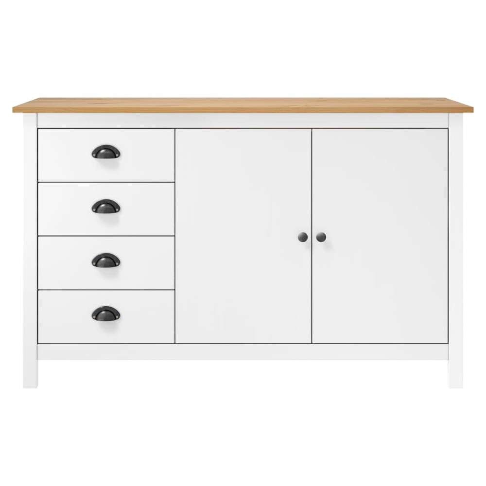vidaXL Μπουφές Hill Λευκός 130x40x80 εκ. από Μασίφ Ξύλο Πεύκου
