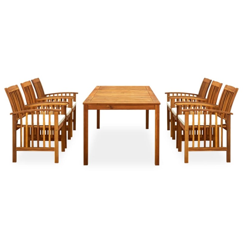 vidaXL Σετ Τραπεζαρίας Κήπου 7 τεμ. Μασίφ Ξύλο Ακακίας με Μαξιλάρια
