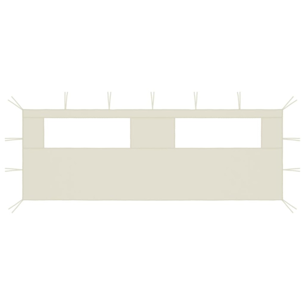 vidaXL Πλαϊνό Τοίχωμα για Κιόσκι με Παράθυρα Κρεμ 6 x 2 μ.
