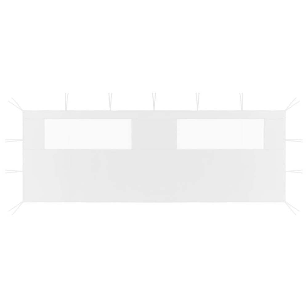 vidaXL Πλαϊνό Τοίχωμα για Κιόσκι με Παράθυρα Λευκό 6 x 2 μ.
