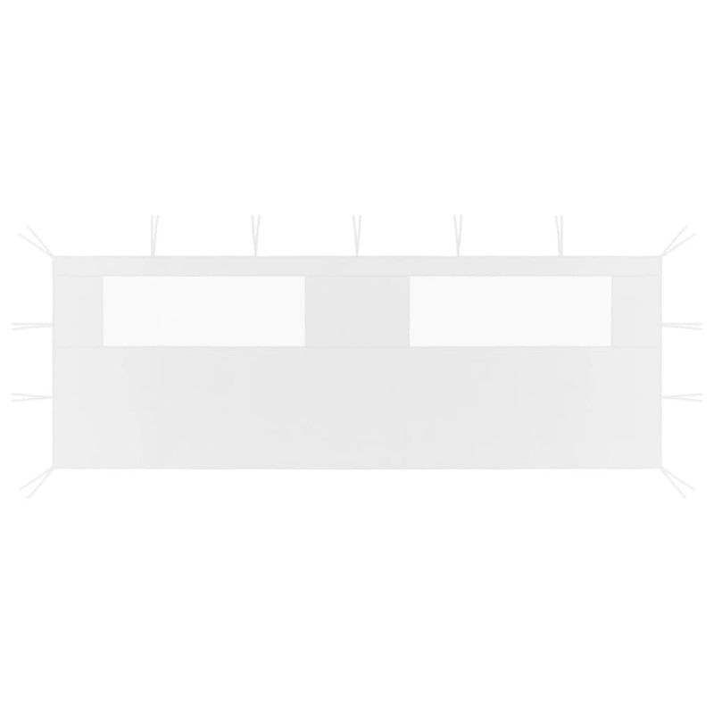 vidaXL Πλαϊνό Τοίχωμα για Κιόσκι με Παράθυρα Λευκό 6 x 2 μ.