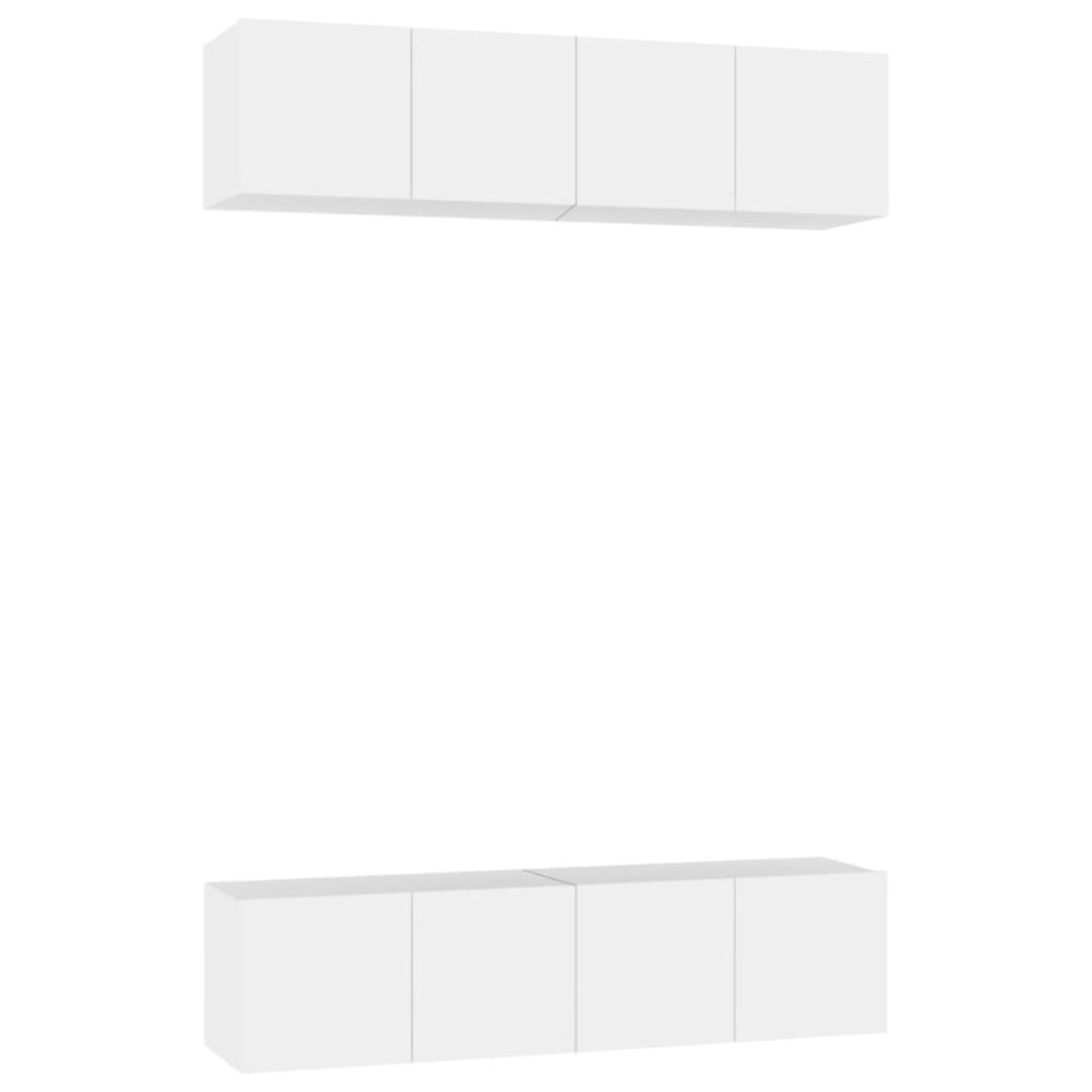 vidaXL Έπιπλα Τηλεόρασης 4 τεμ. Λευκά 60 x 30 x 30 εκ. από Επεξ. Ξύλο