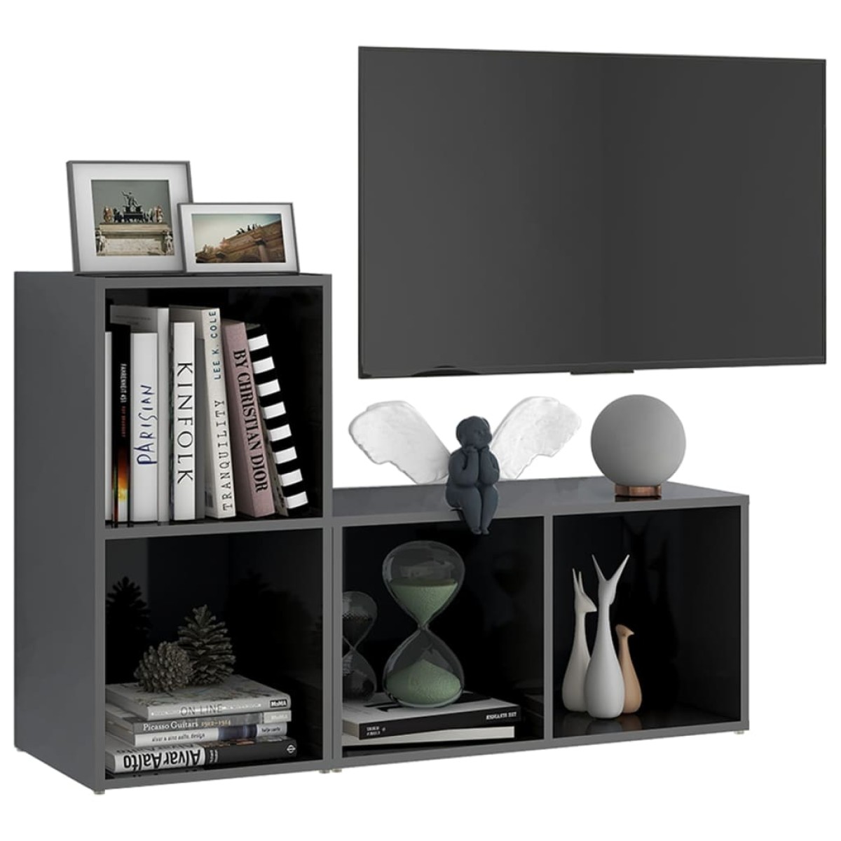 vidaXL Έπιπλα Τηλεόρασης 2 τεμ. Γυαλ. Γκρι 72x35x36,5 εκ. Μοριοσανίδα