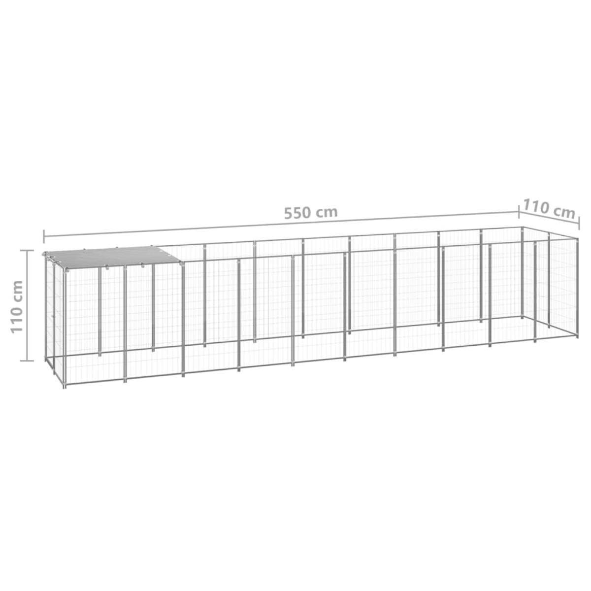 vidaXL Σπιτάκι Σκύλου Ασημί 6,05 m² Ατσάλινο