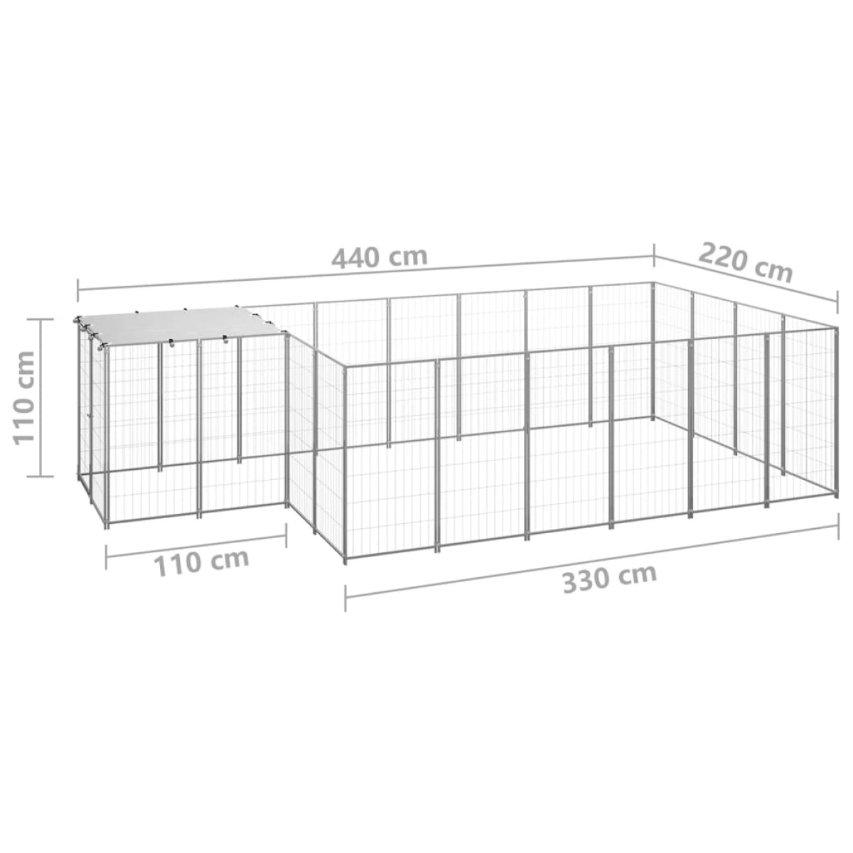vidaXL Σπιτάκι Σκύλου Ασημί 8,47 m² Ατσάλινο