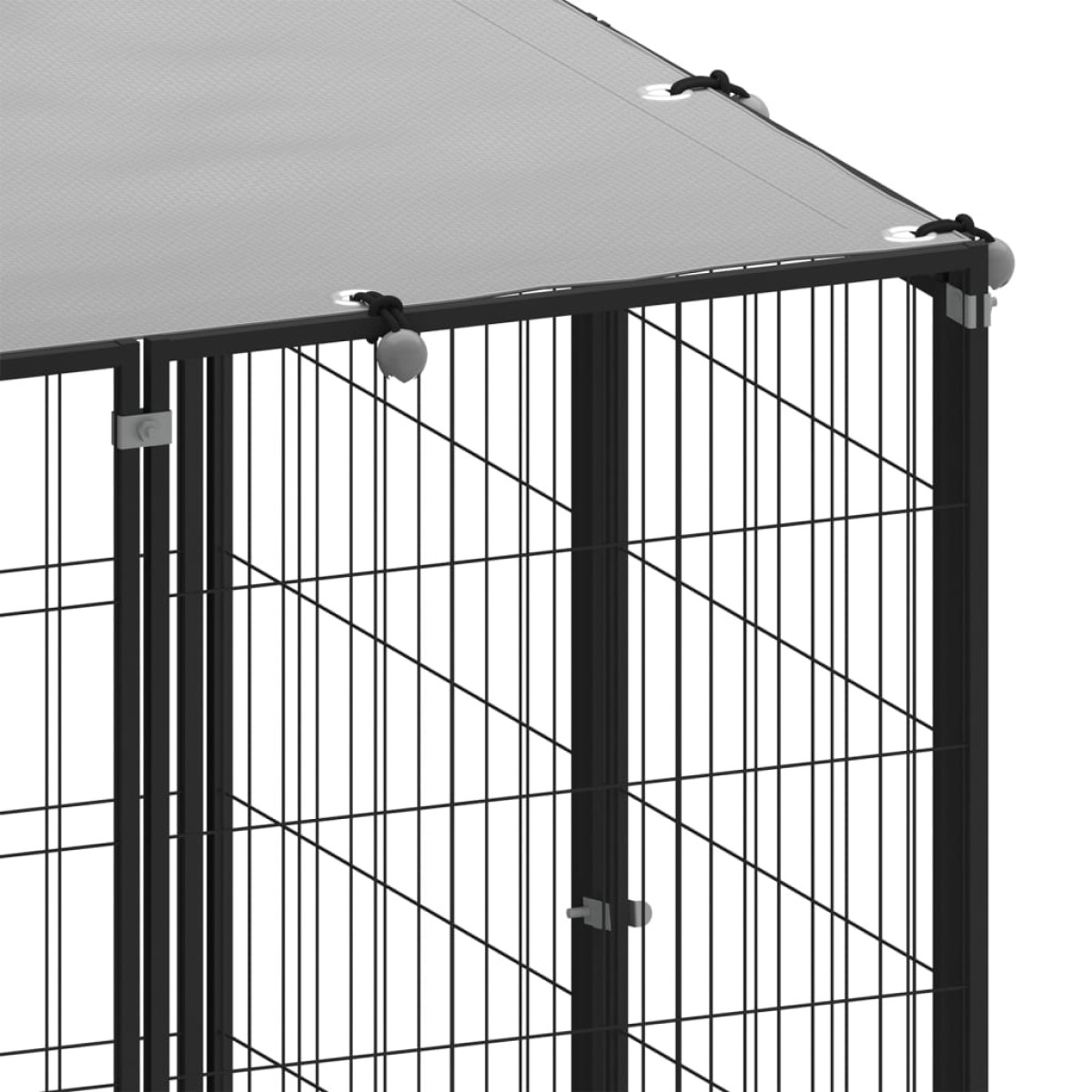 vidaXL Σπιτάκι Σκύλου Μαύρο 8,47 μ² Ατσάλινο